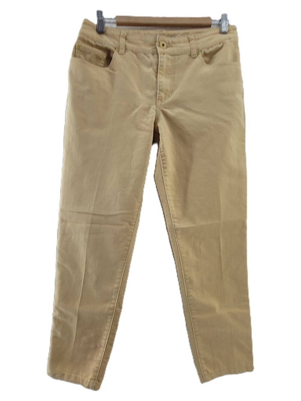 Chico's Platinum Crop Jeans Women's Pale Yellow Ultimate Fit Stretch Denim